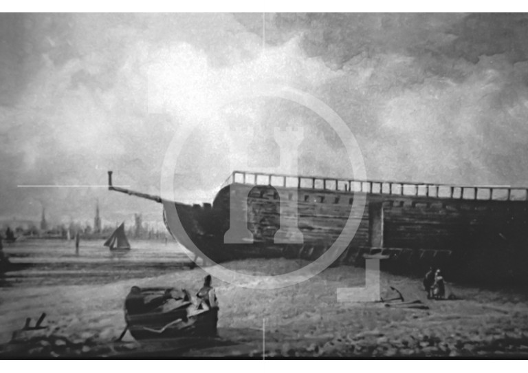 The Floating Bath on the shore at Wallasey Pool